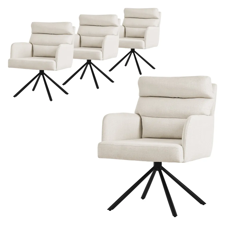 ECD Germany chaise salle à manger beige pivotante lot de 4 120 kg