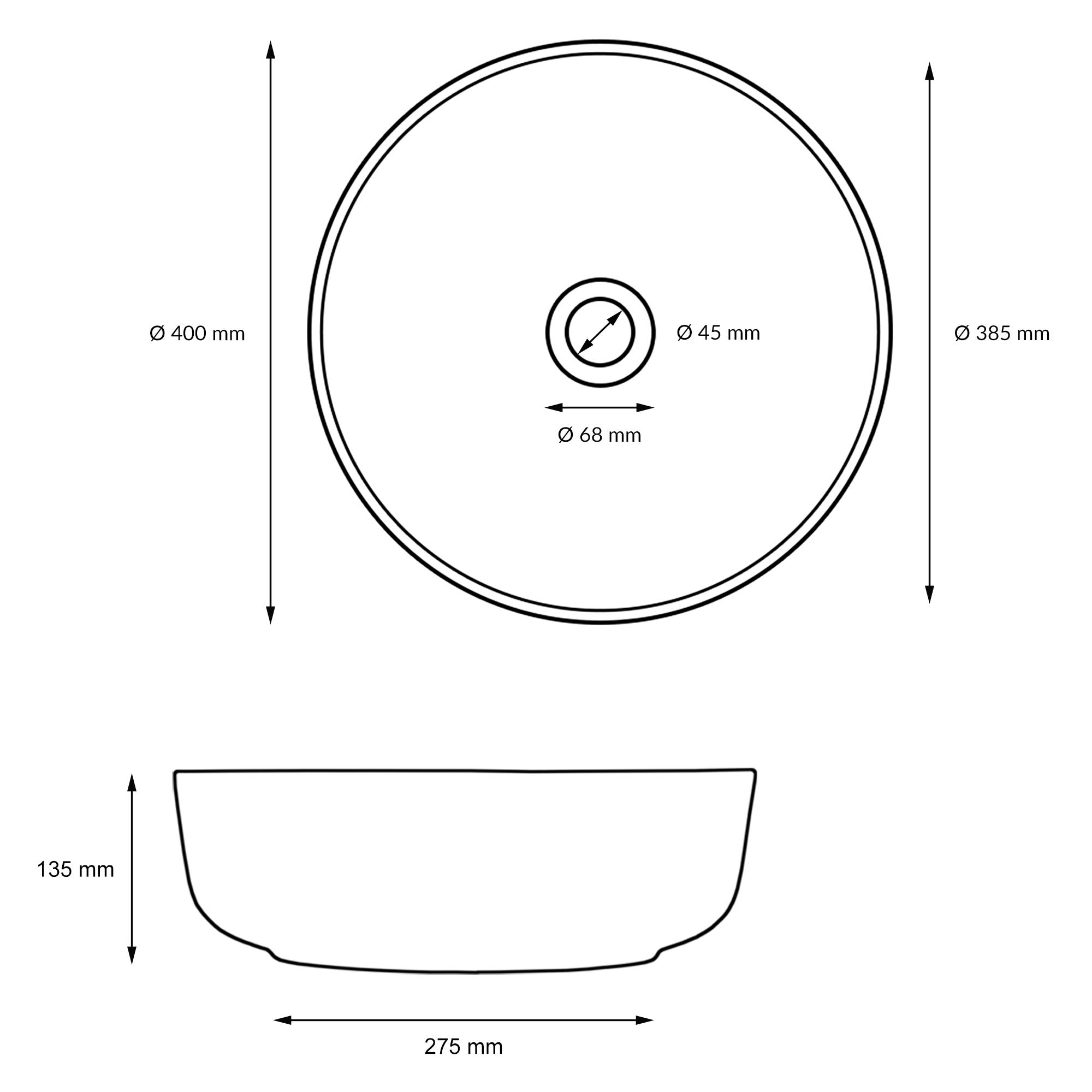 ECD Germany Sanitär LuxeBath vasque ronde blanc céramique Ø40cm
