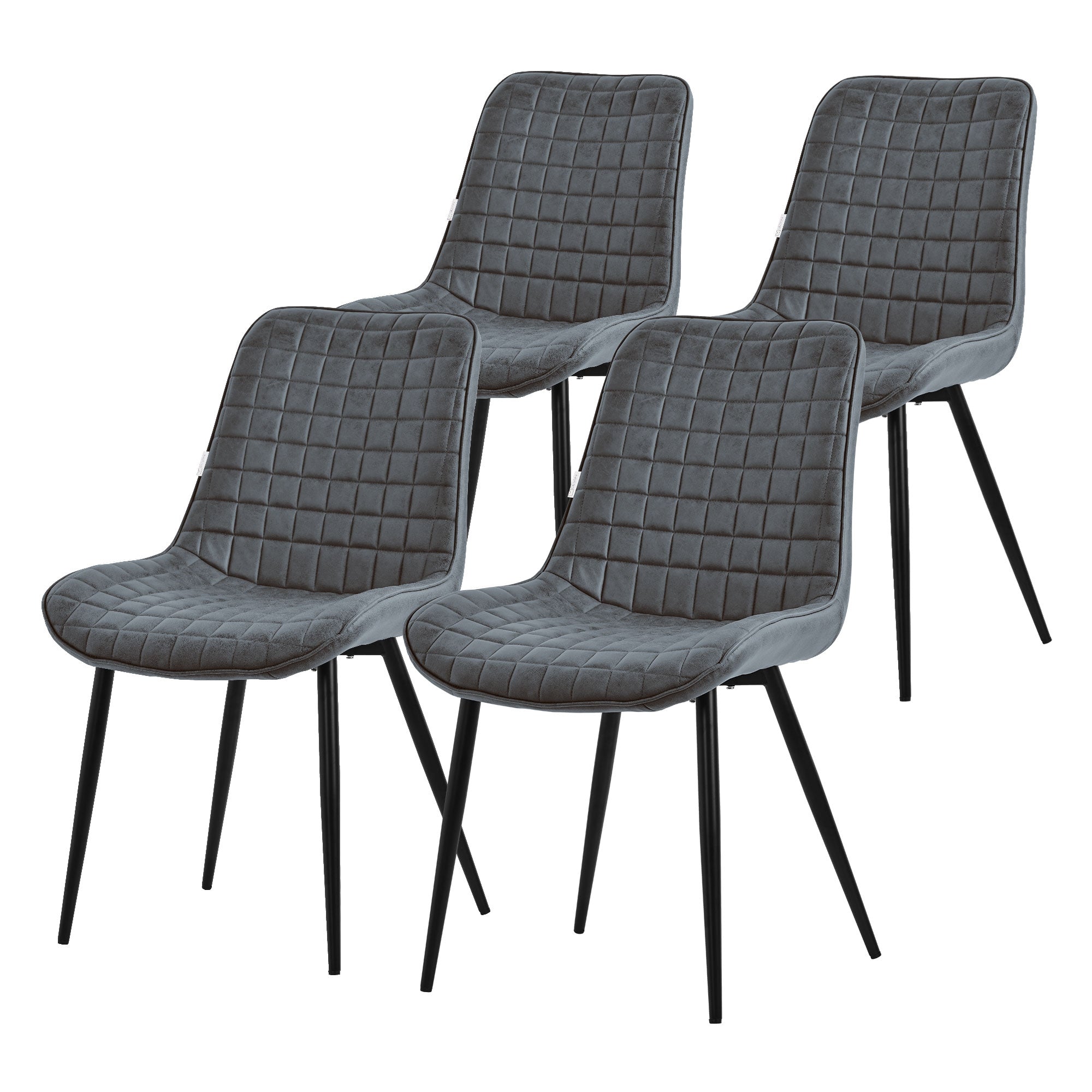 ECD Germany Chaise Salle à Manger Velours Anthracite 2pcs