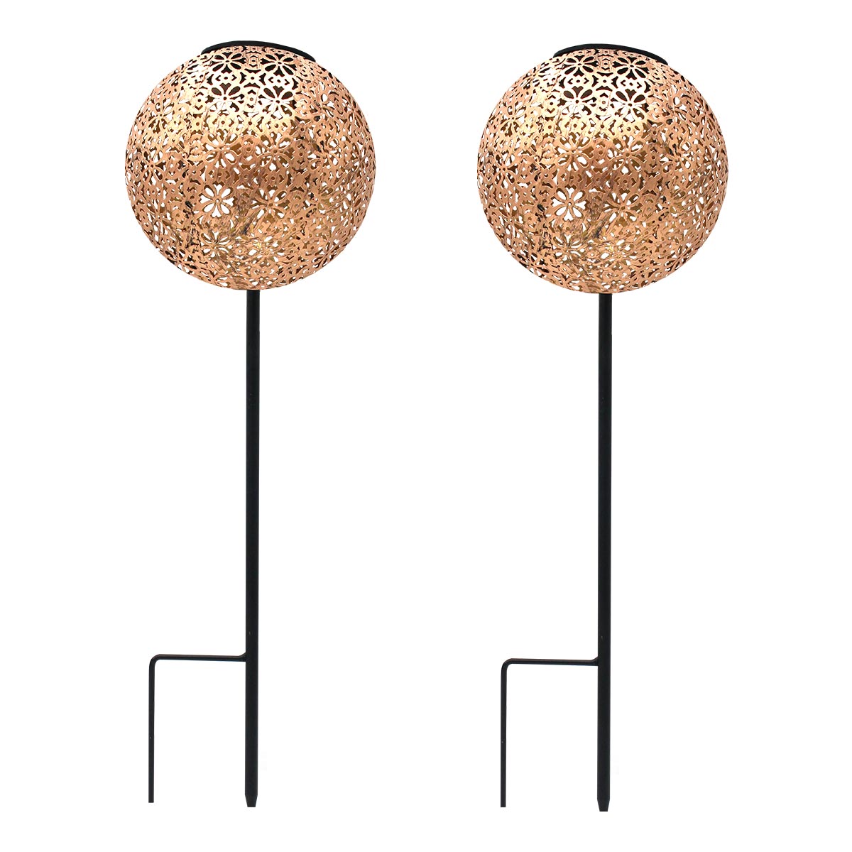 Red Deco Agadir lampe solaire lot de 2 bronze blanc chaud H45 cm