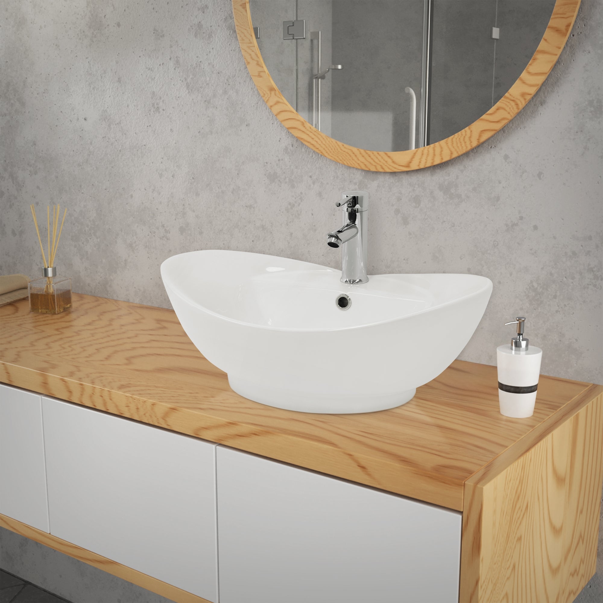 ECD Germany Sanitär Vasque Ovale 59 cm Blanc Céramique