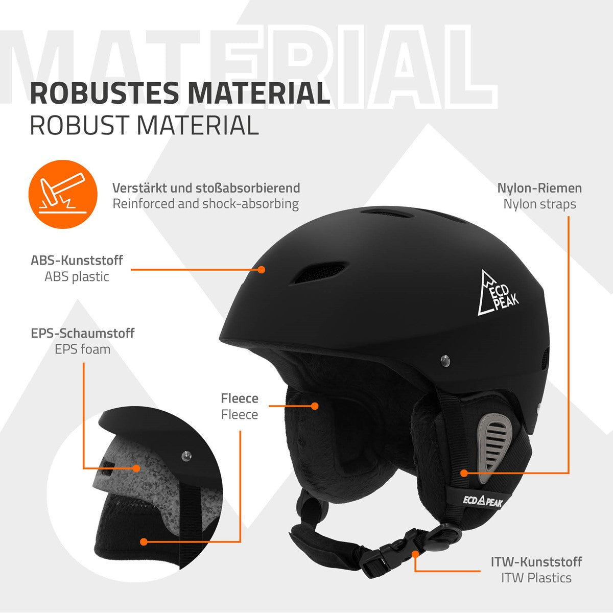 ECD Germany Sport casque ski L 58-61 cm noir ventilé