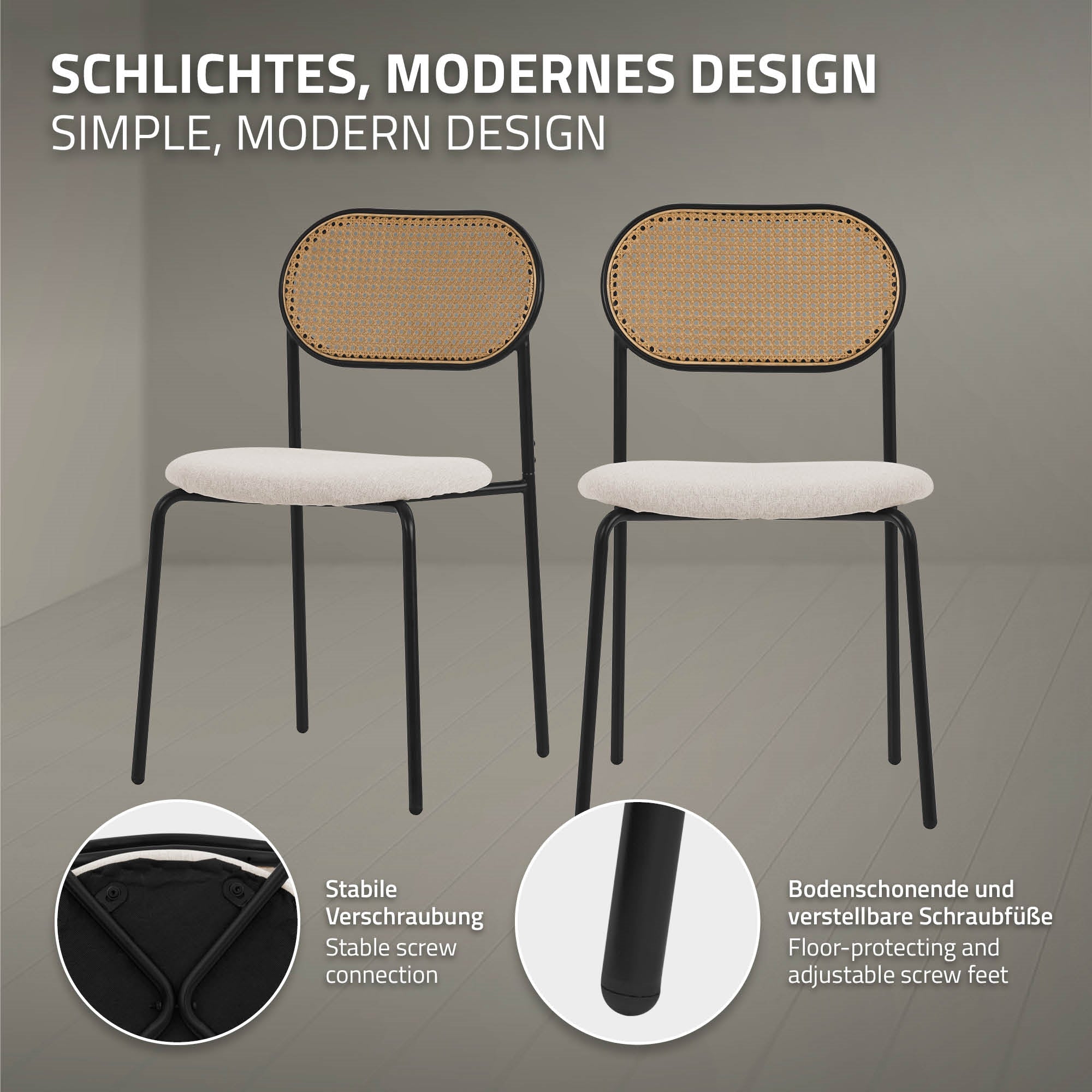 ECD Germany ML-Design chaise salle à manger beige lot 6