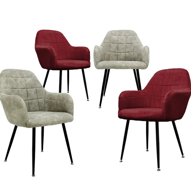 ECD Germany Möbel Chaise Salle Gris-Vert Microfibre Lot 4 Velours