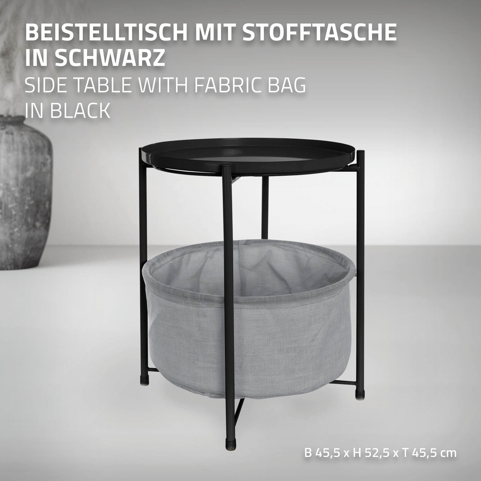 ECD Germany Möbel table d’appoint ronde grise 45,5 cm