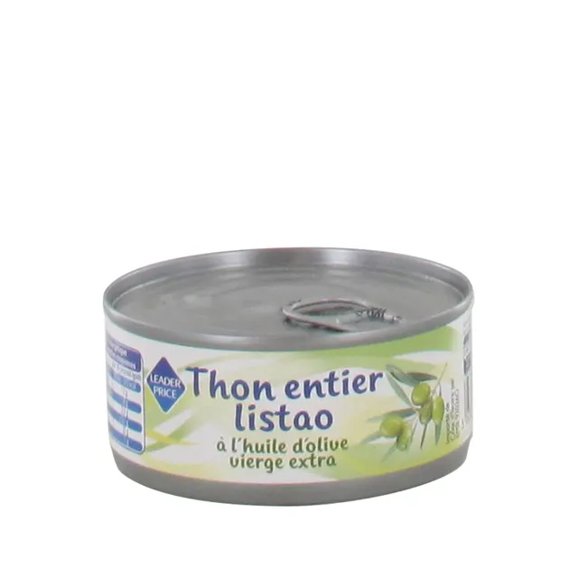 Leader Price thon entier listao huile olive vierge extra 104g