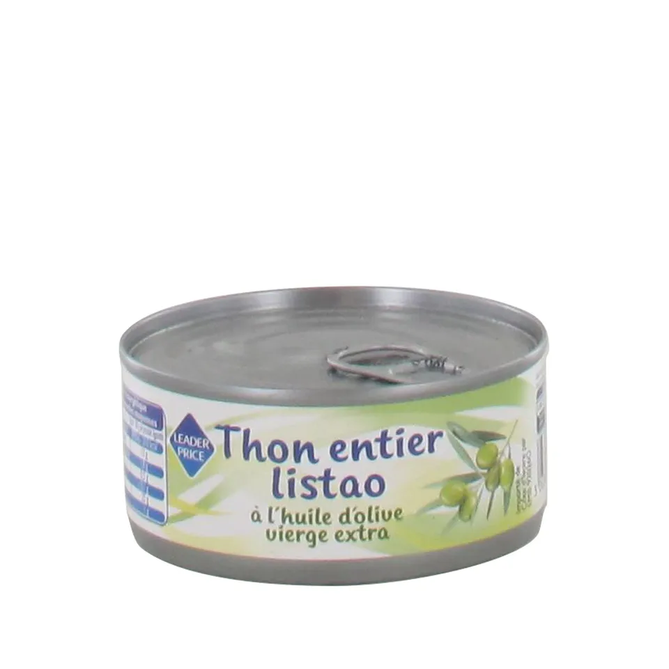Leader Price thon entier listao huile olive vierge extra 104g