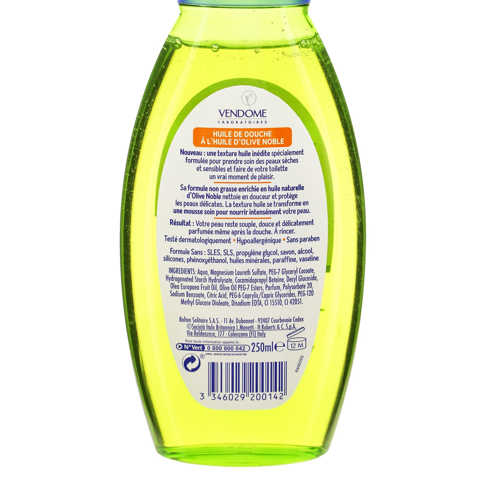 Vendôme olive huile de douche peau sèche