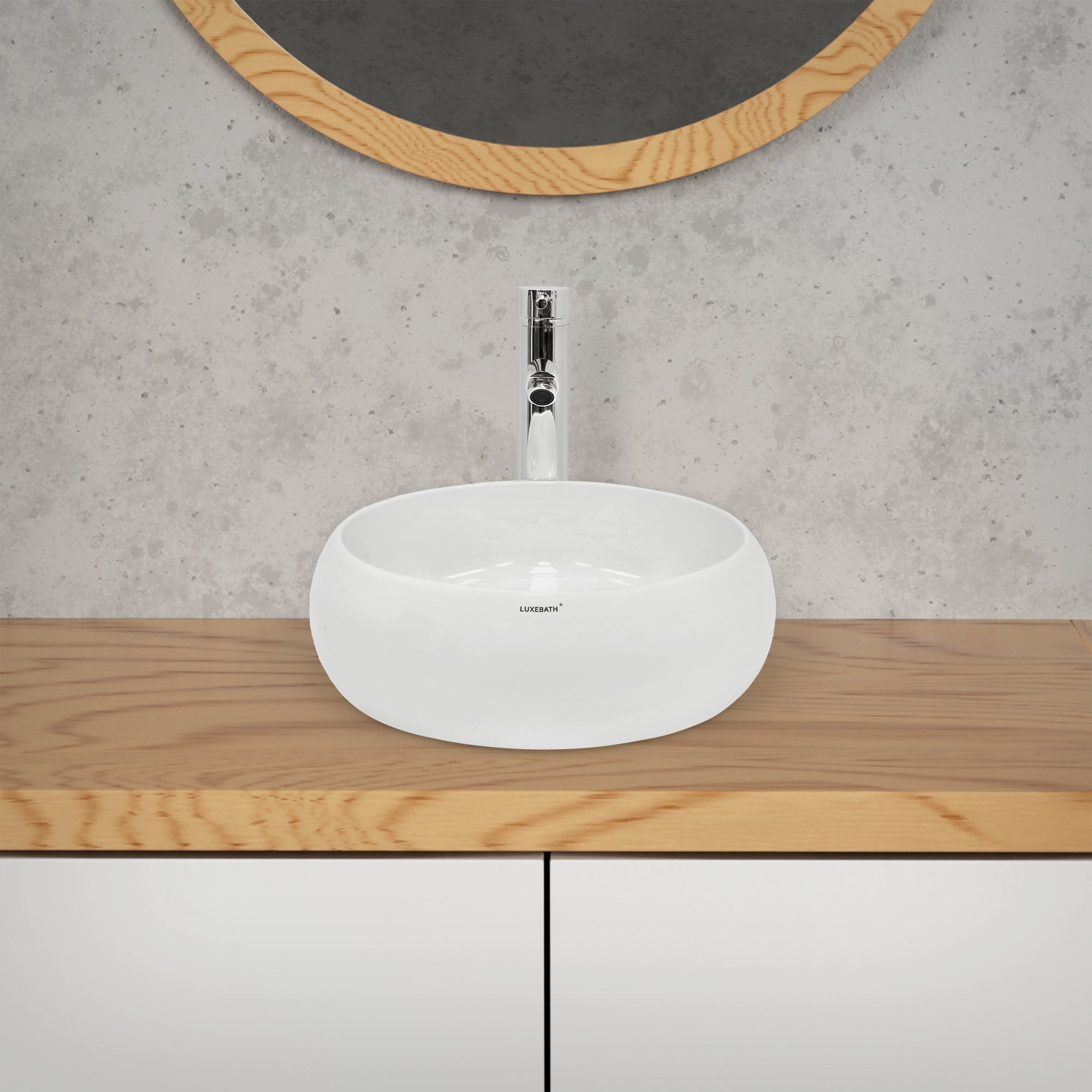 ECD Germany Sanitär vasque blanche 35cm céramique bonde argent