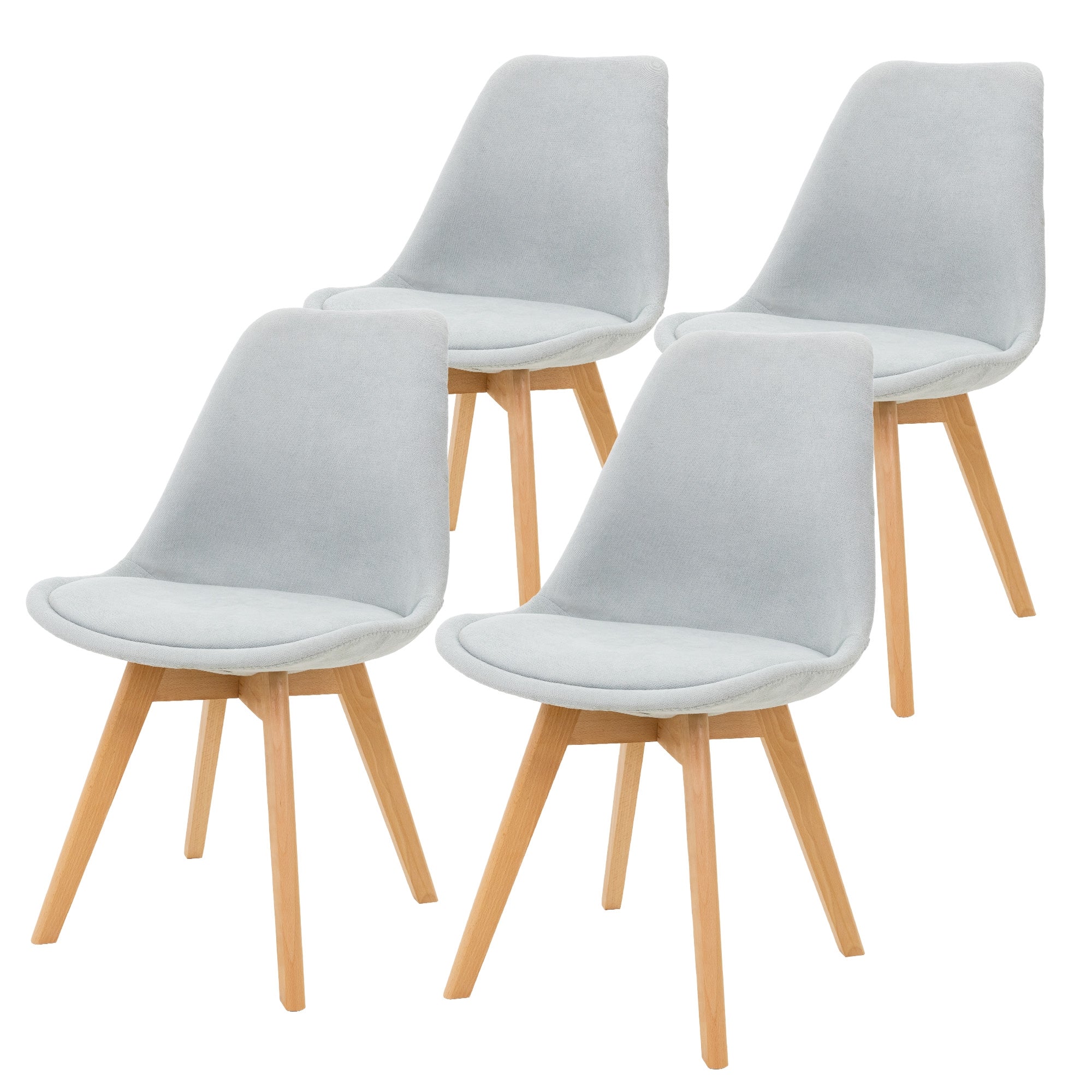 ML-Design chaise salle à manger lin gris lot 4 pieds bois