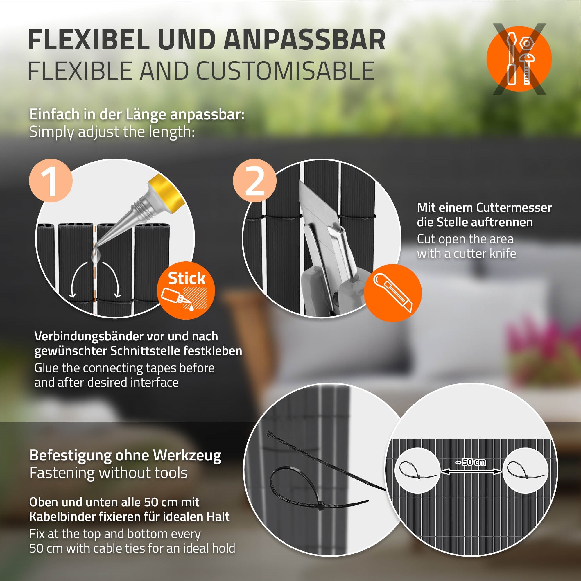 ECD Germany Garten brise-vue PVC anthracite 400x100 cm