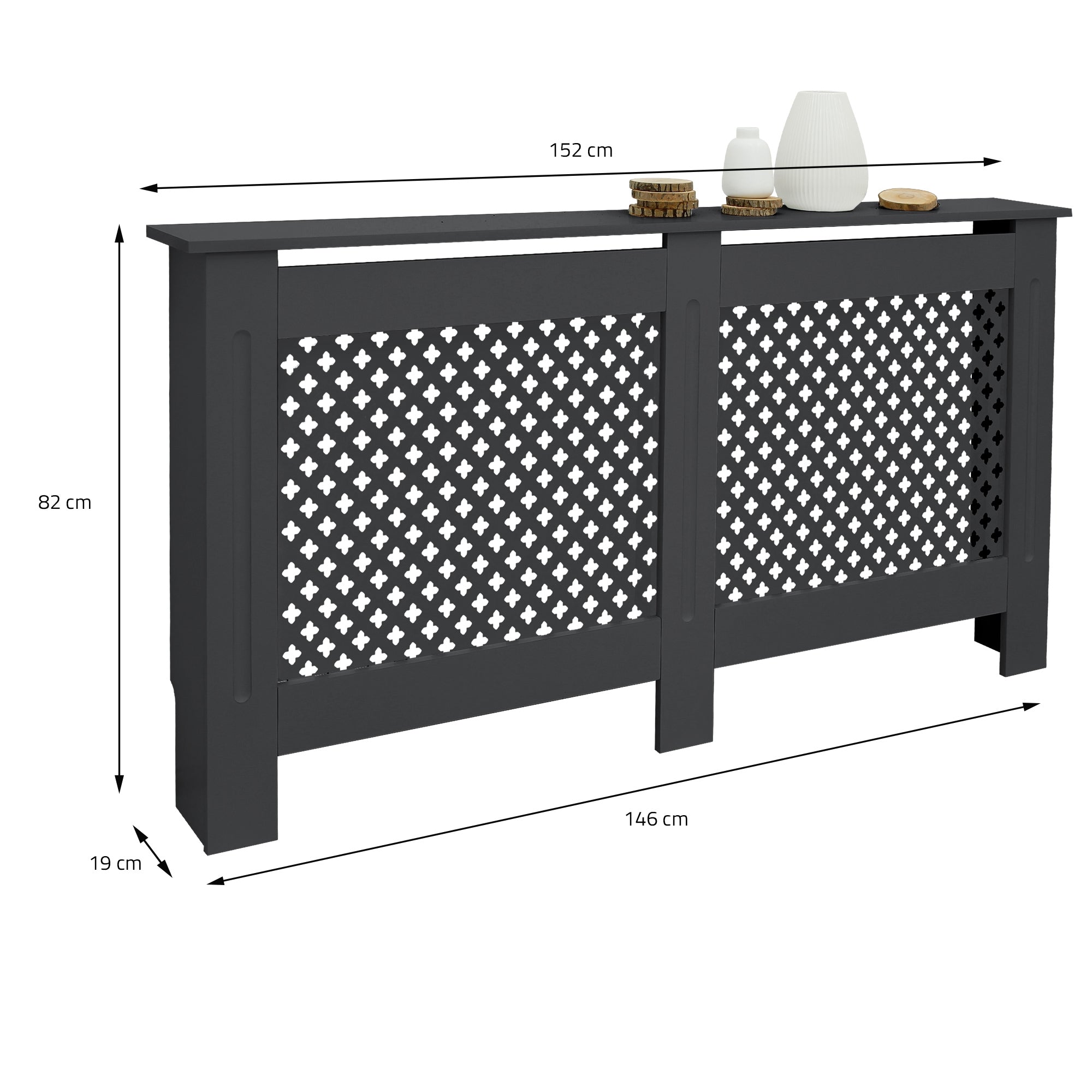 ECD Germany Heizungen Cache radiateur MDF anthracite 152x19x82 cm