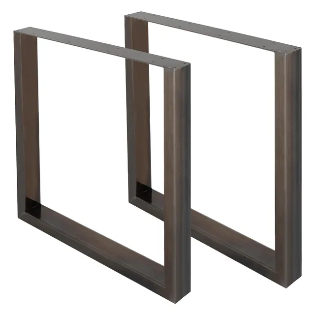 ECD Germany Möbel lot 2 pieds table U 60x72 cm acier noir