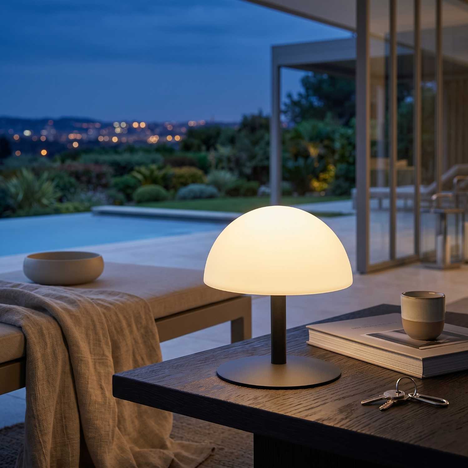 Red Deco Neptune Rock lampe sans fil gris H20cm dimmable