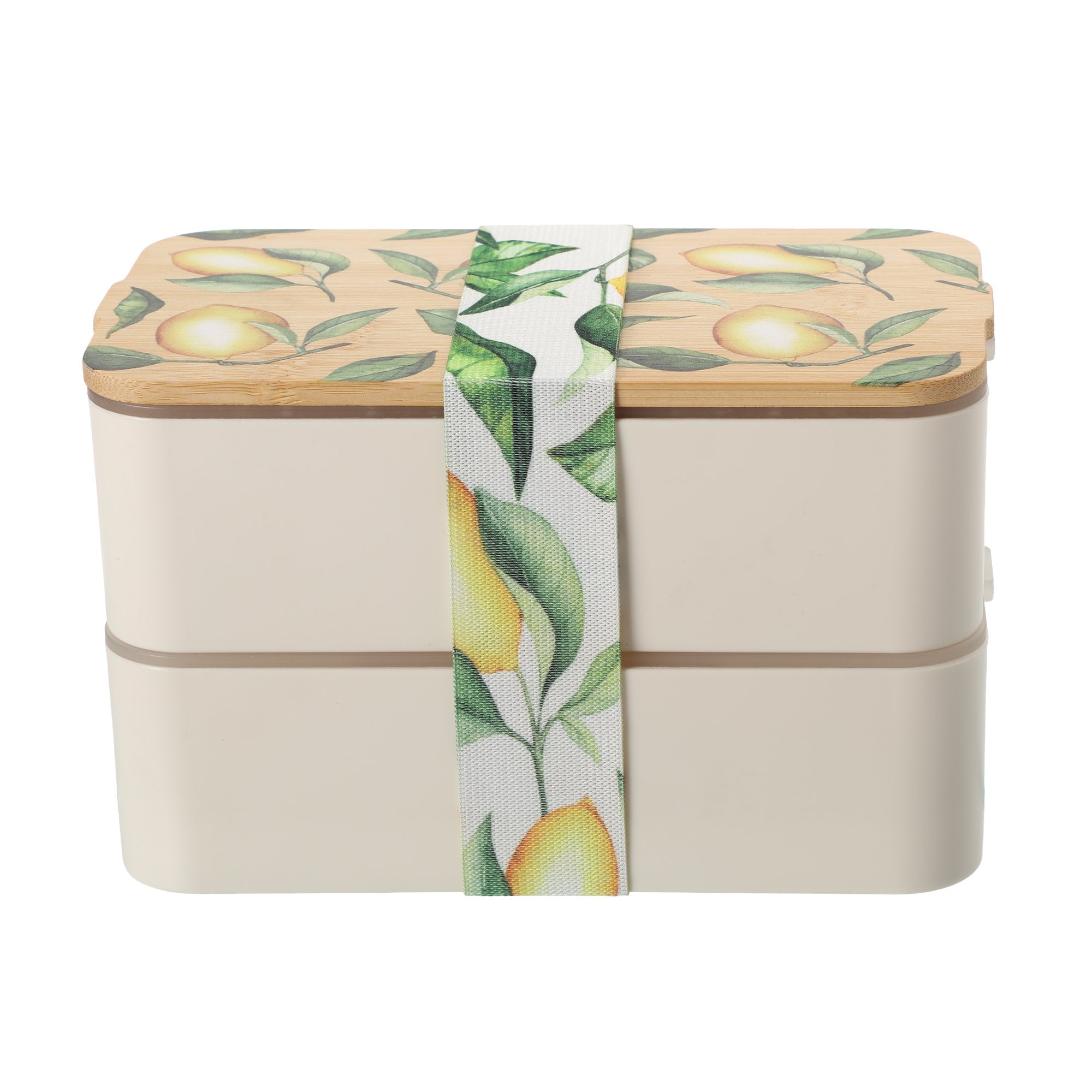 Lunch box 2-en-1 couvercle bambou jaune bureau