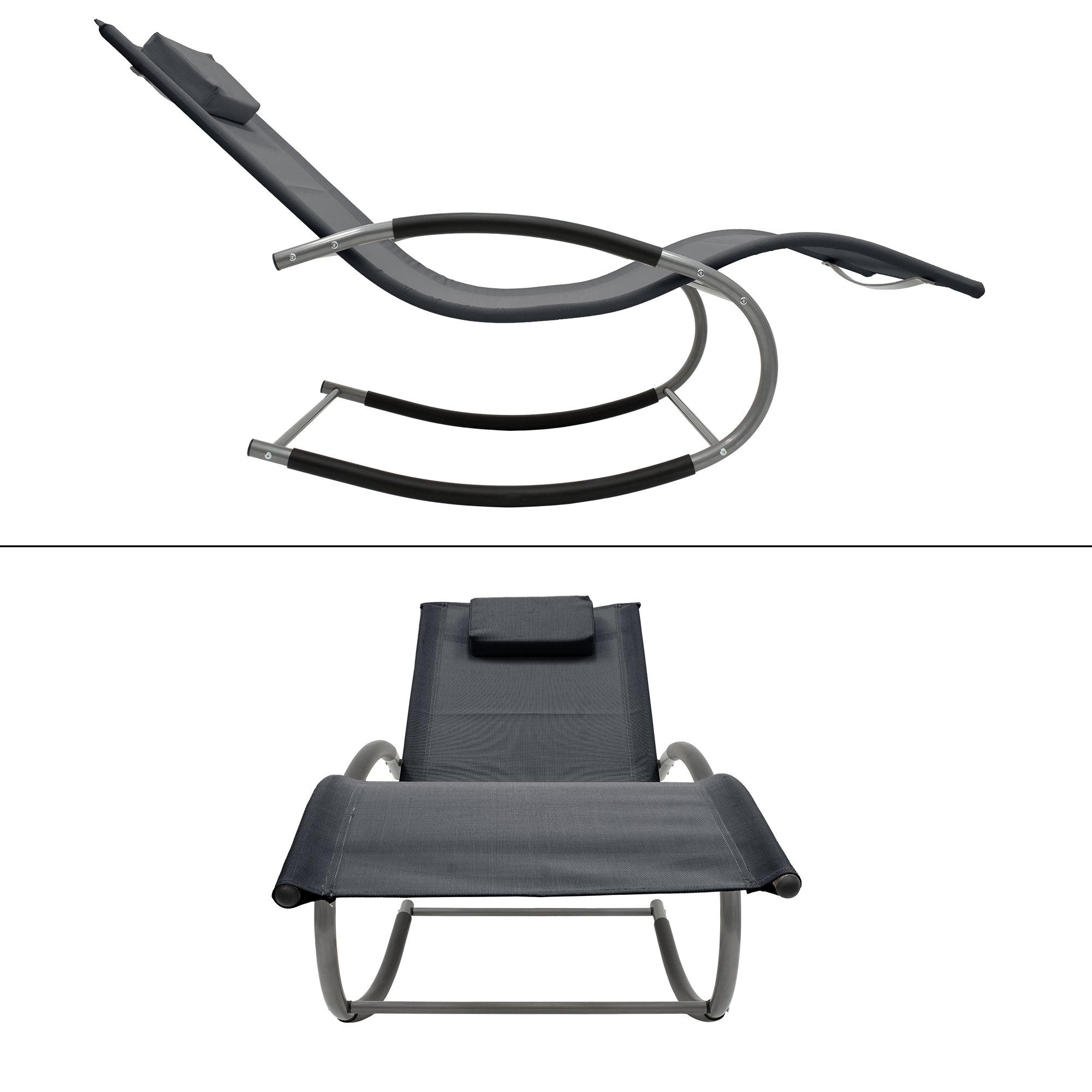 ECD Germany Sport & Freizeit Transat à bascule anthracite + oreiller