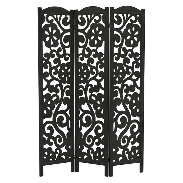 ECD Germany Möbel paravent Yokohama 3 panneaux noir 172x121 cm