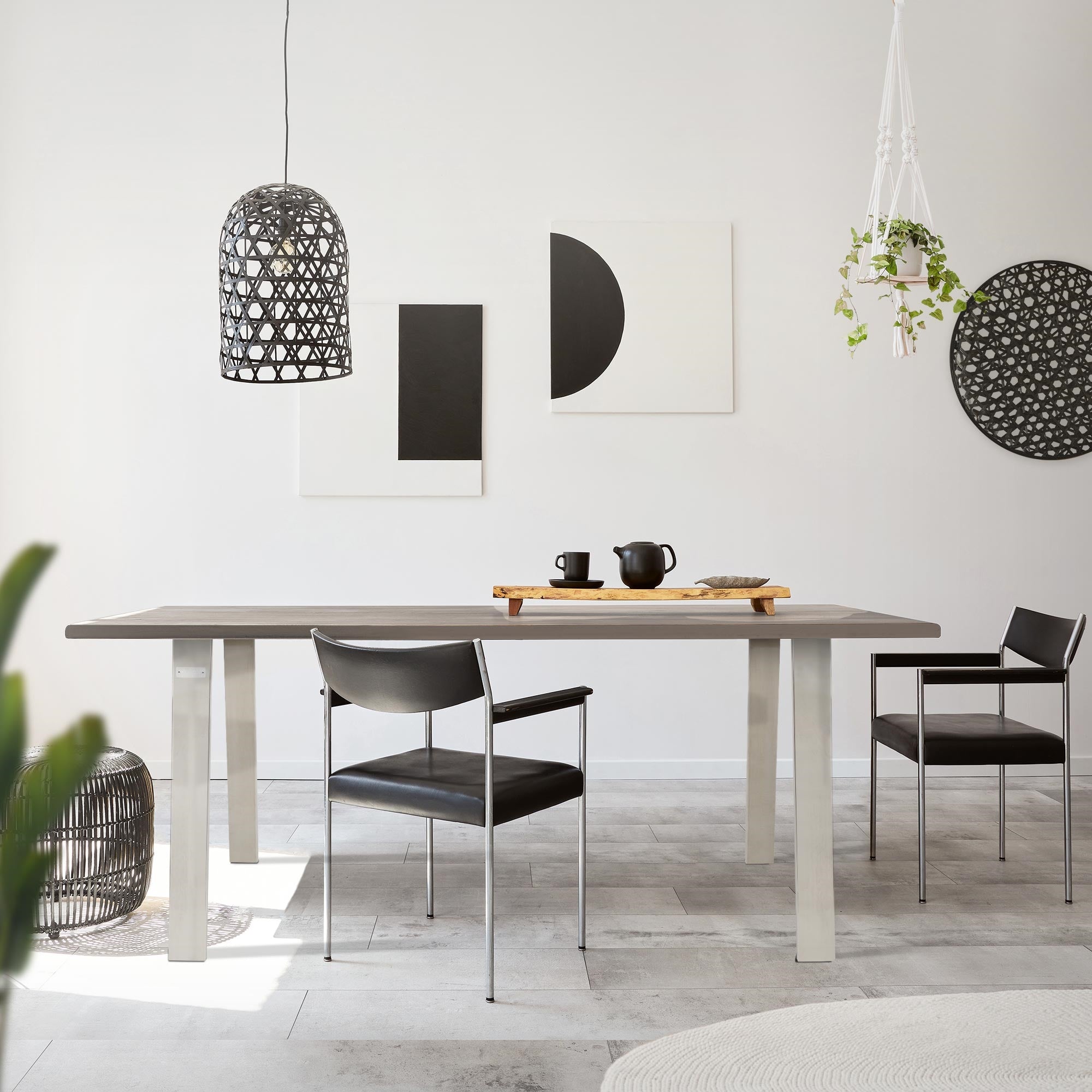 ECD Germany ML-Design pieds de table 72 cm argent lot de 2 acier