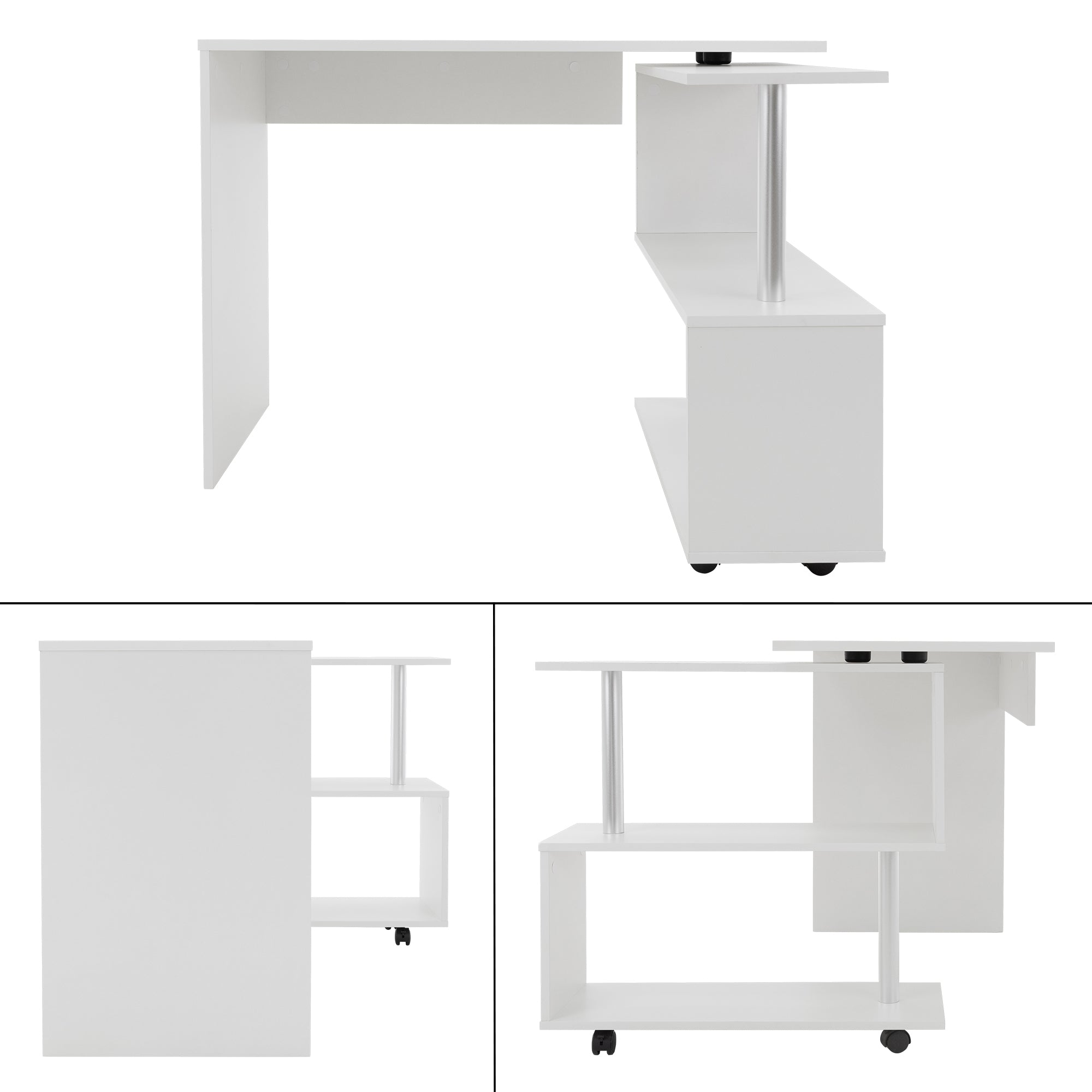 ECD Germany Möbel bureau d’angle pivotant blanc 150 cm