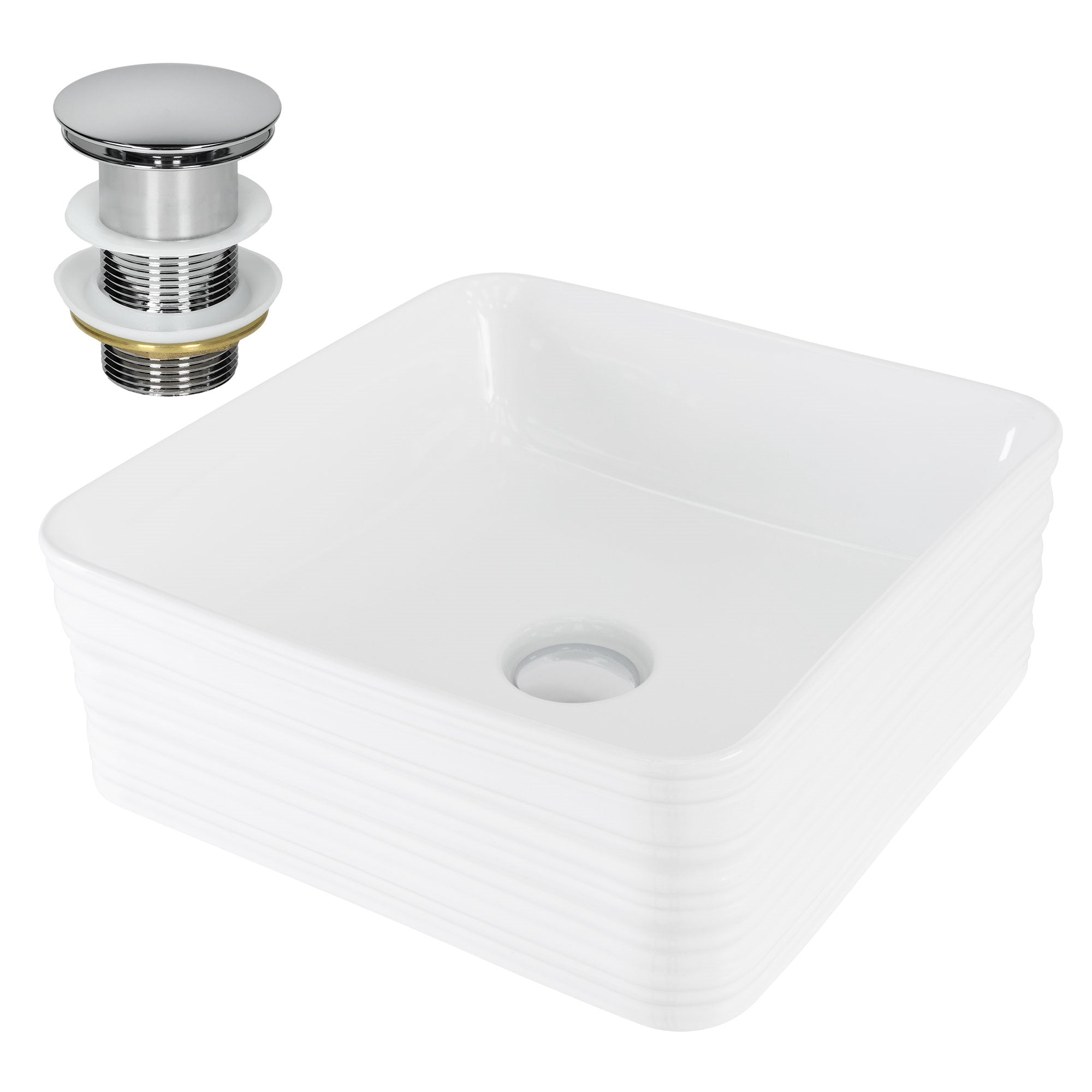 LuxeBath vasque à poser carrée blanche 390x390 céramique