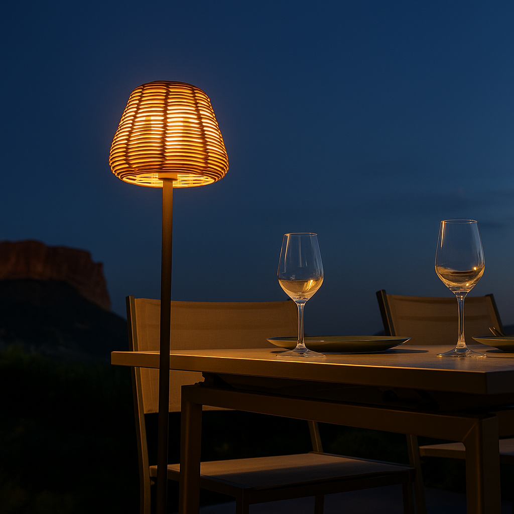 Red Deco Midy Bohème lampadaire nomade rotin H120cm RGB