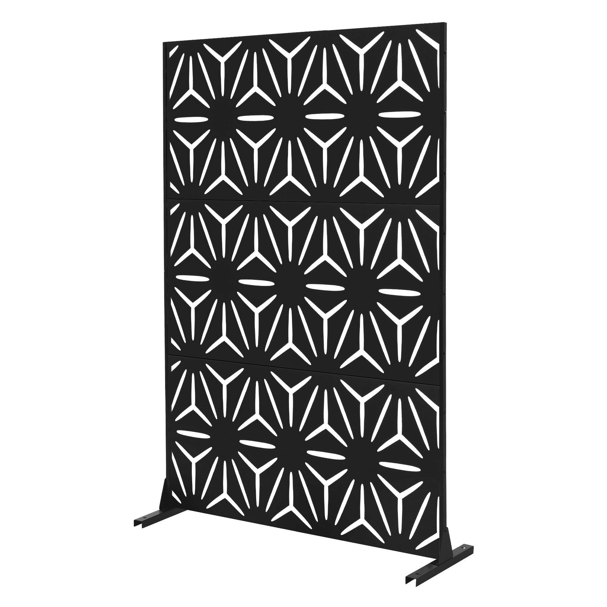 ECD Germany Möbel paravent brise-vue acier noir 3 panneaux