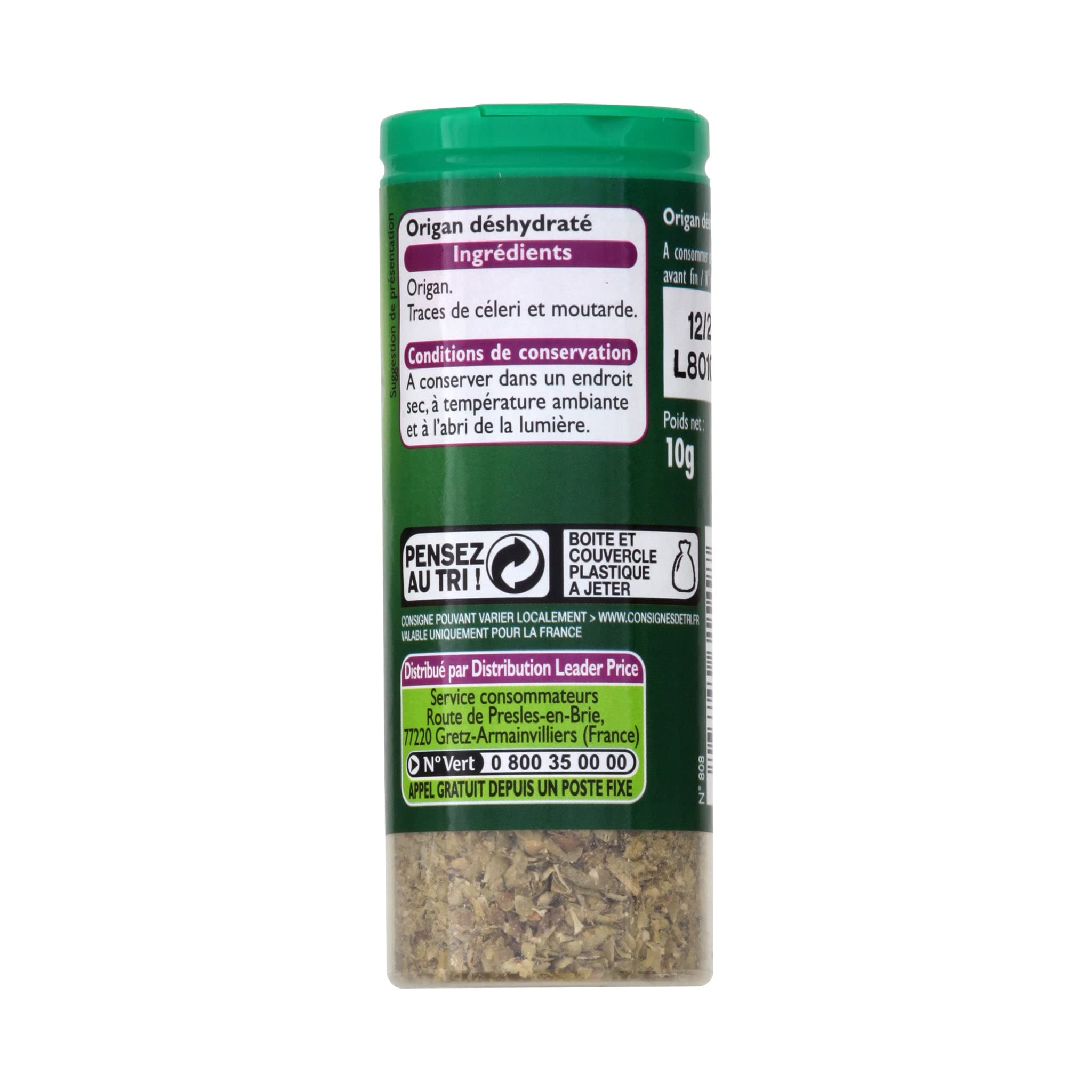 Leader Price Origan Herbe Aromatique 10 g Sachet