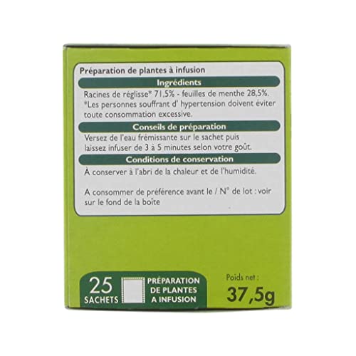 Leader Price Petit-déjeuner infusion réglisse menthe 25 sachets 37g