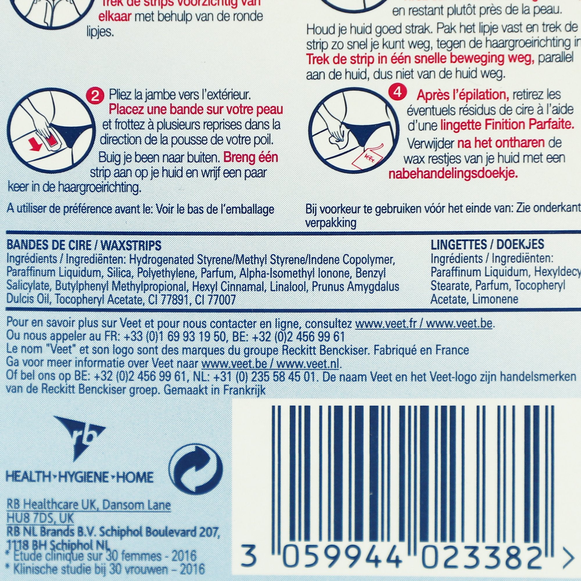 Veet Easy-Gelwax bandes cire froide maillot aisselles x30