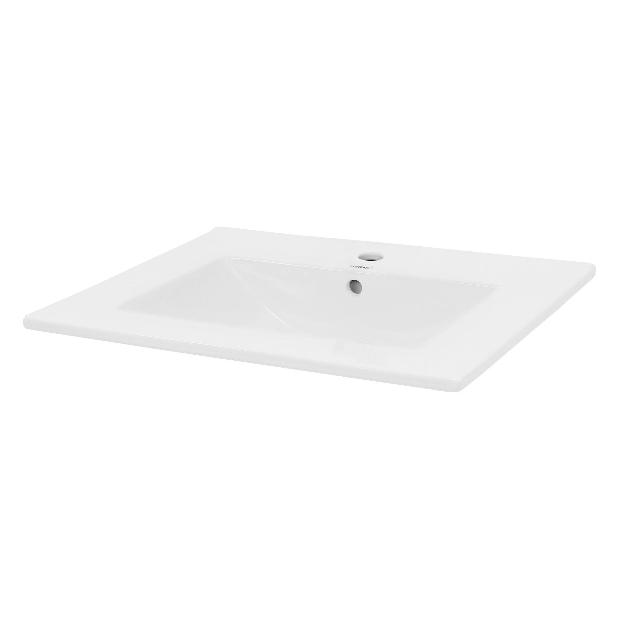 LuxeBath Lavabo céramique blanc 61 cm + bonde argent
