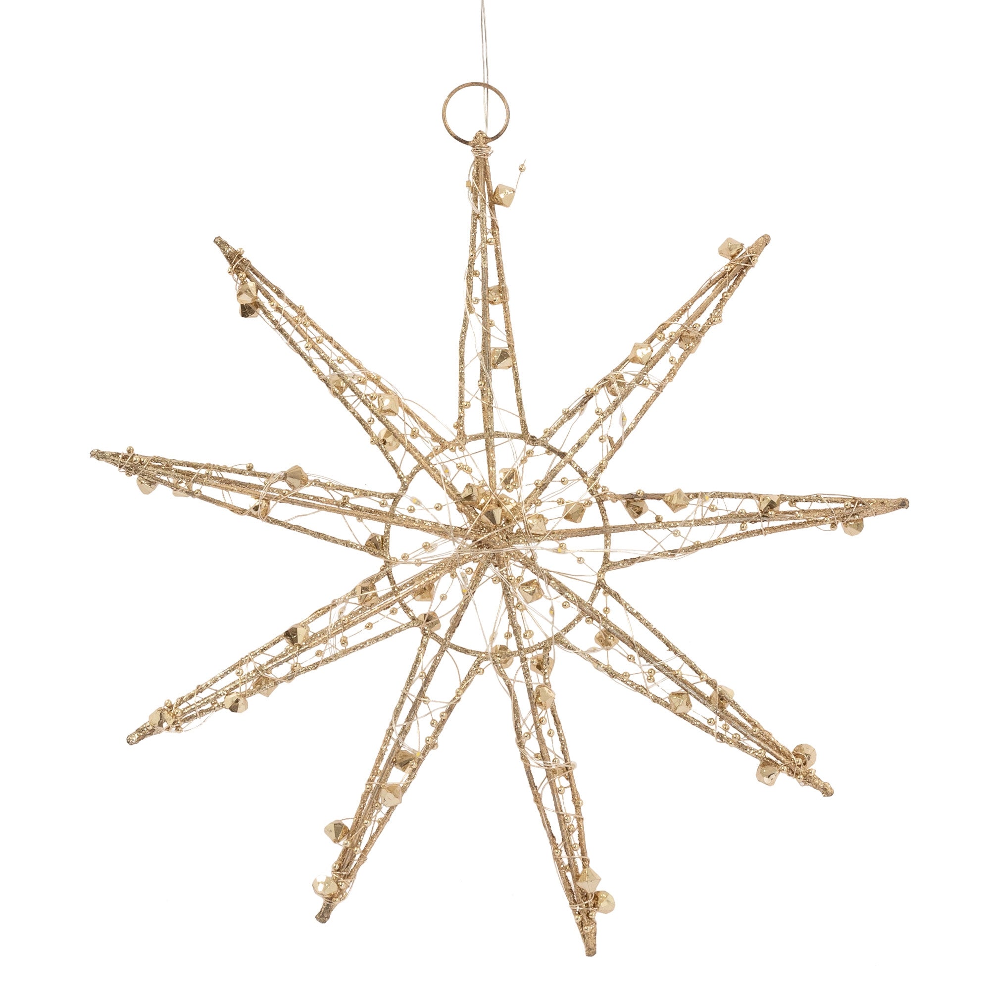 ECD Germany Étoile de Noël LED 30 cm doré métal blanc chaud piles