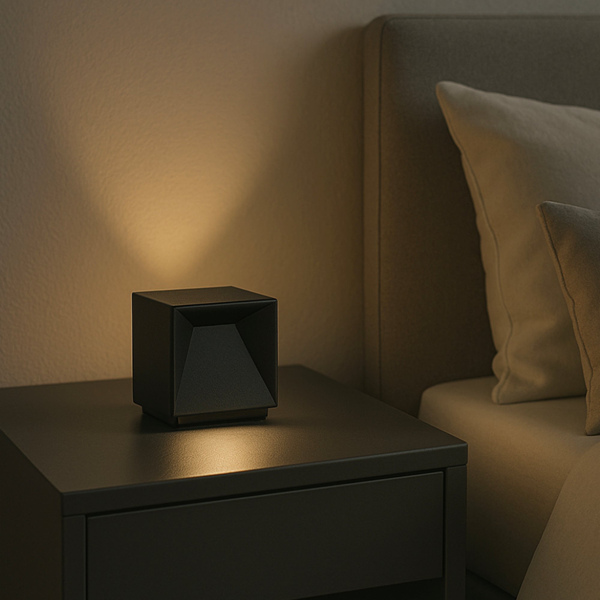 Red Deco Cubox Black lampe table LED 10cm noire