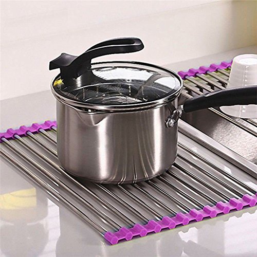 Shop-Story Maison Égouttoir Pliable Acier Fuchsia 37x23cm