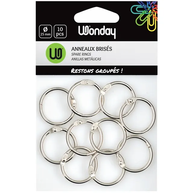 Safe Tool Fournitures de bureau sachet 10 anneaux brisés 25mm