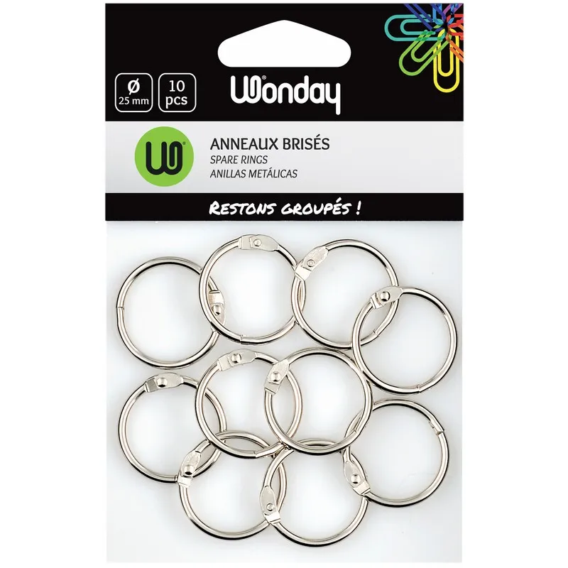 Safe Tool Fournitures de bureau sachet 10 anneaux brisés 25mm