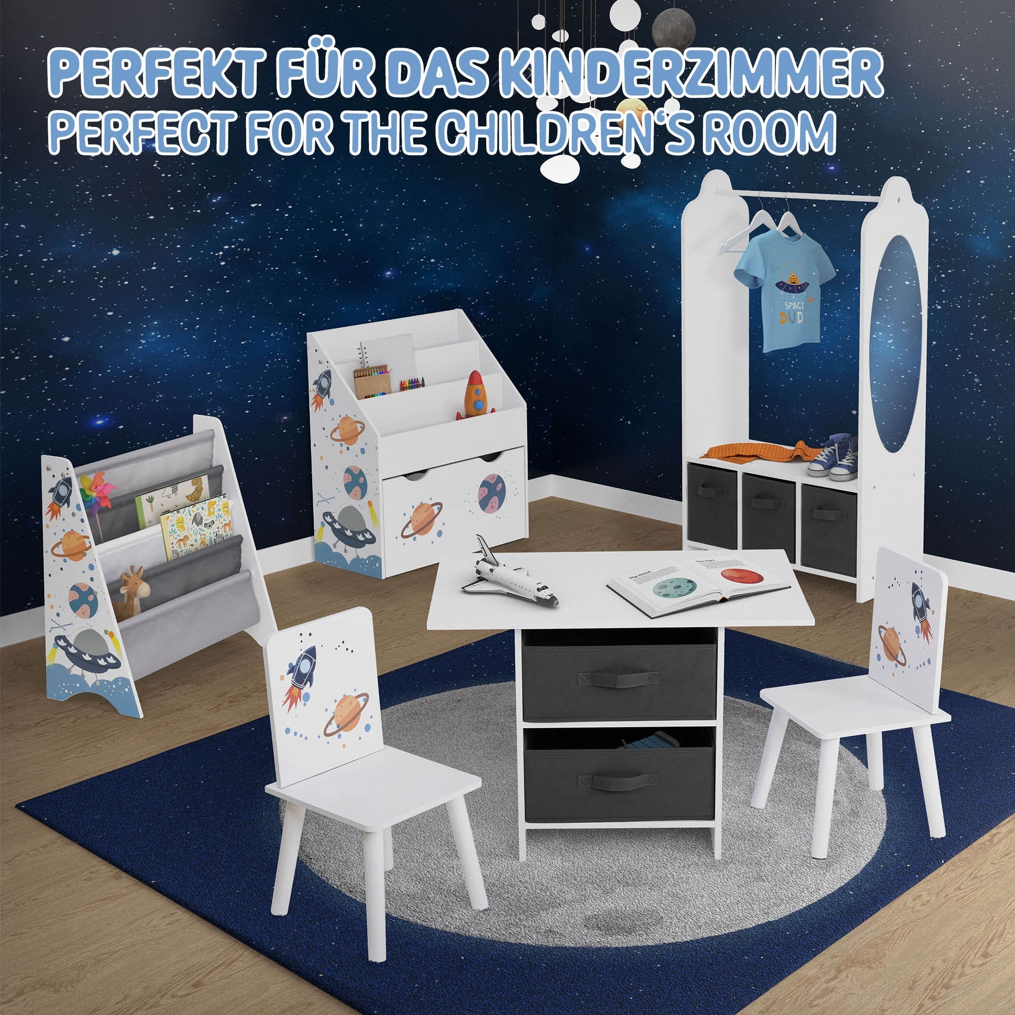 ECD Joyz table et chaises enfant bois motif espace 2 chaises
