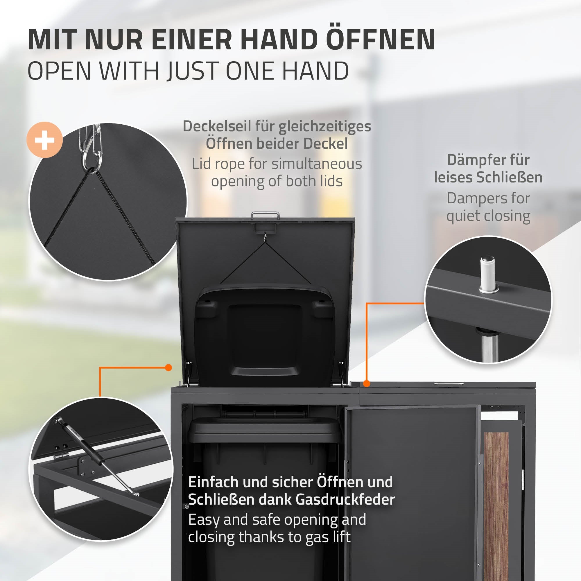 ECD Germany ML-Design cache-poubelles double 240L anthracite