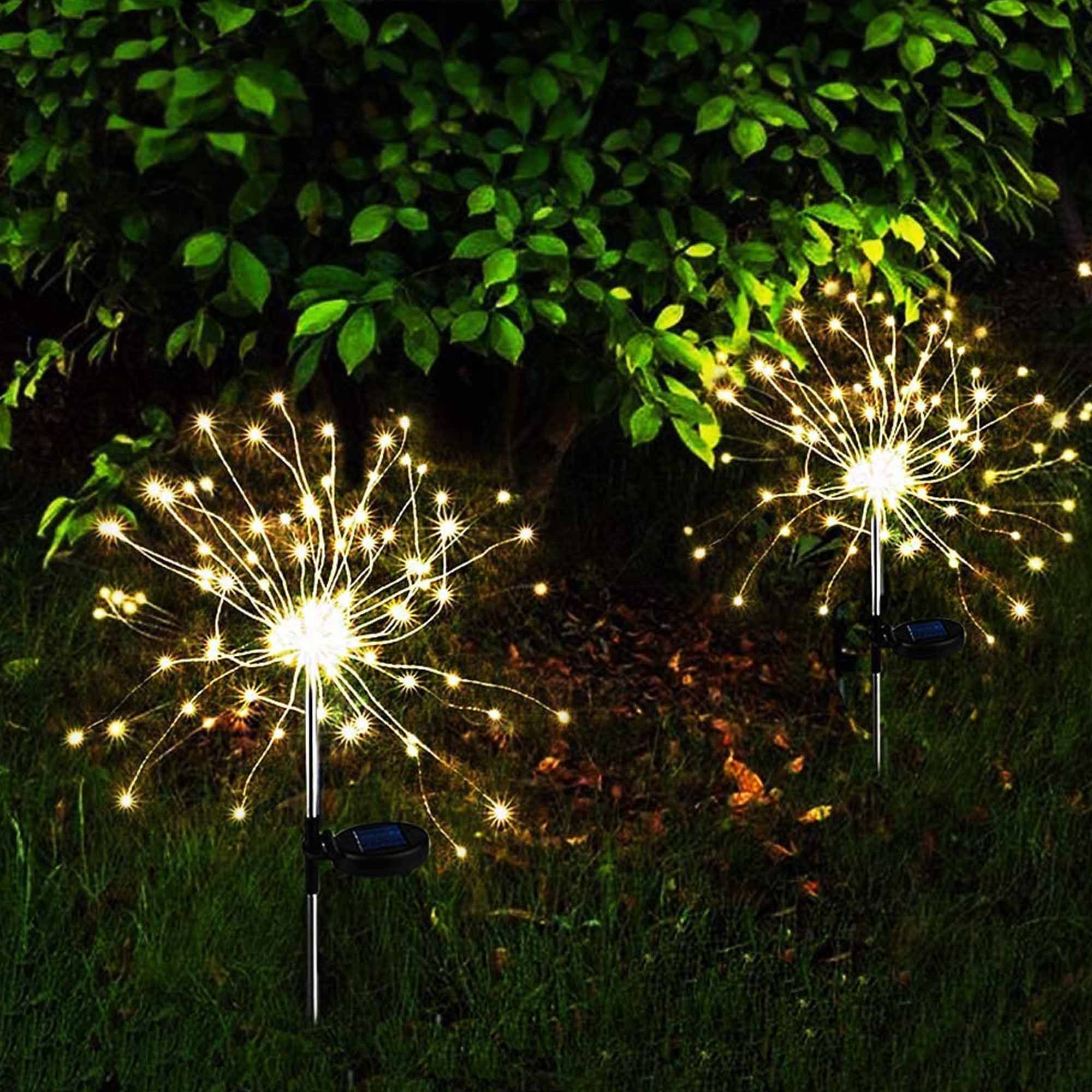 Red Deco Fireworks Spike lampe solaire lot de 2 blanc chaud 97cm