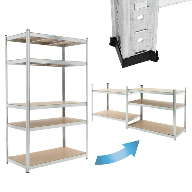 ECD Germany Werkstatt étagère charge lourde argenté 200x120x50 cm