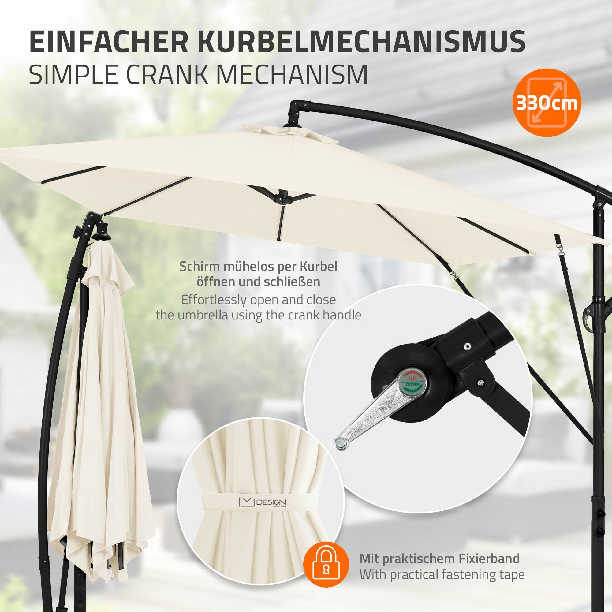 ECD Germany parasol déporté beige 235x235 avec pied