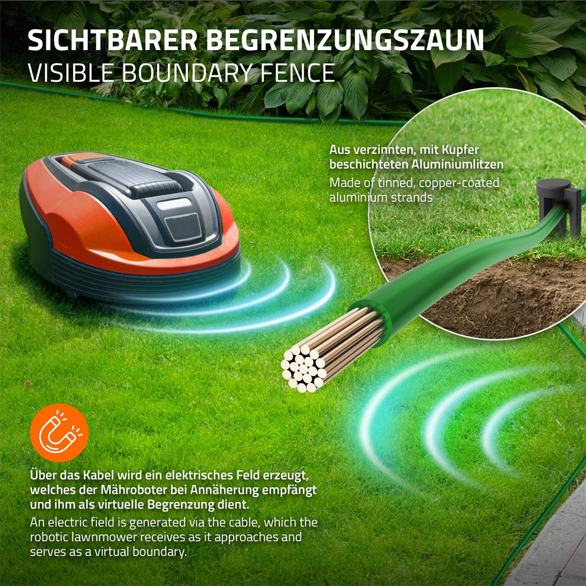 ECD Germany câble robot tondeuse 250 m périphérique jardin