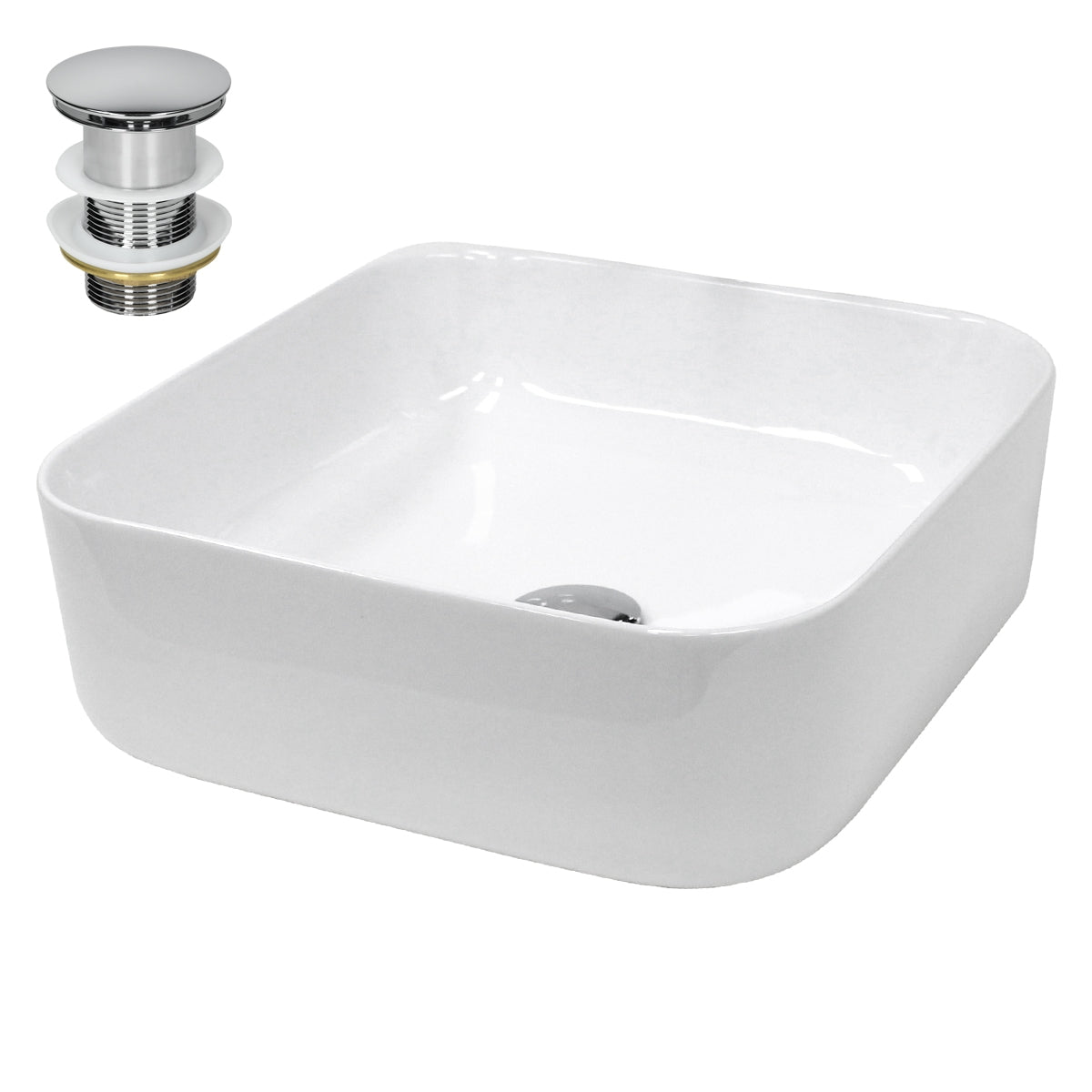 ECD Germany LuxeBath vasque blanche 39 cm céramique + bonde