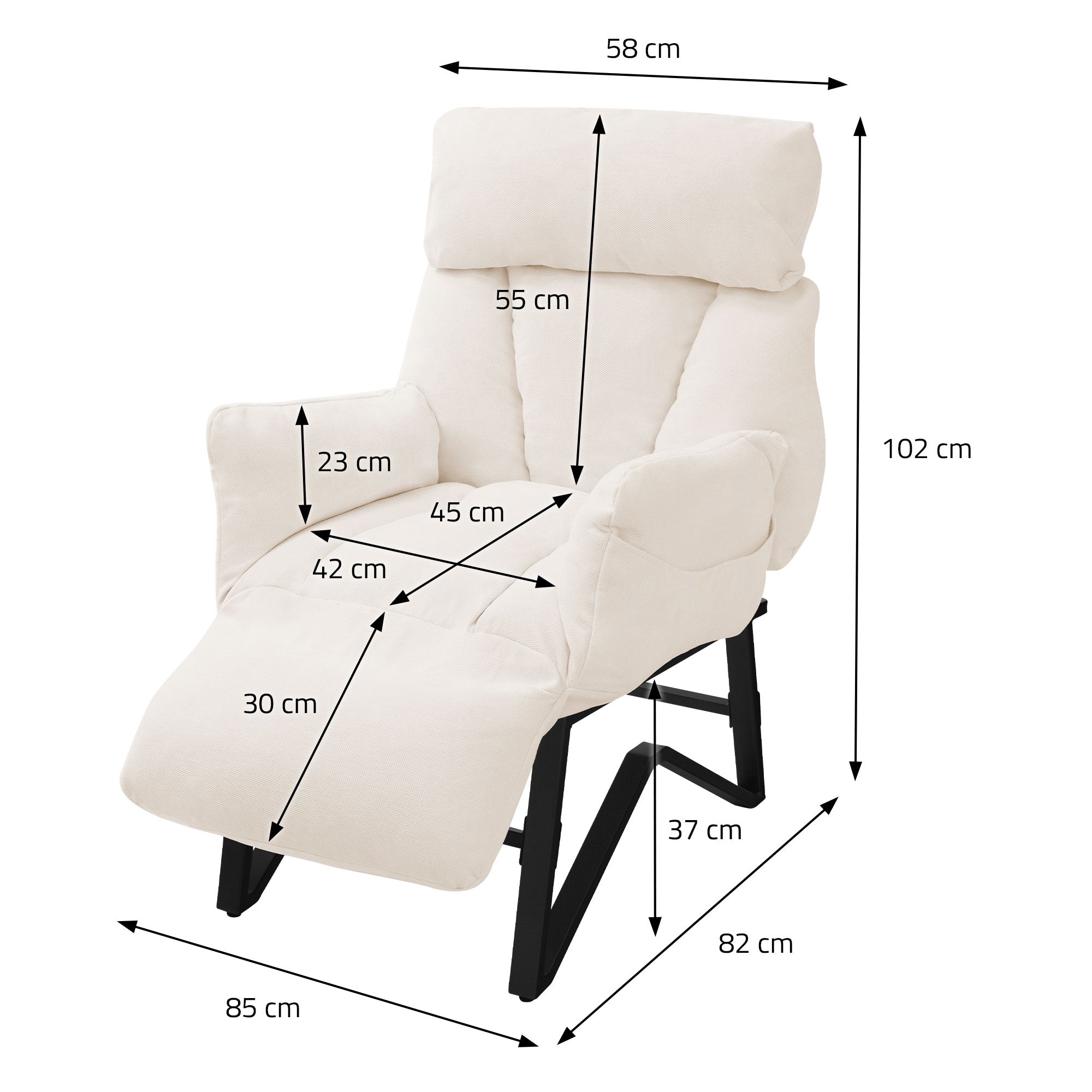 ML-Design fauteuil relax lin beige 85x82x102 cm inclinable