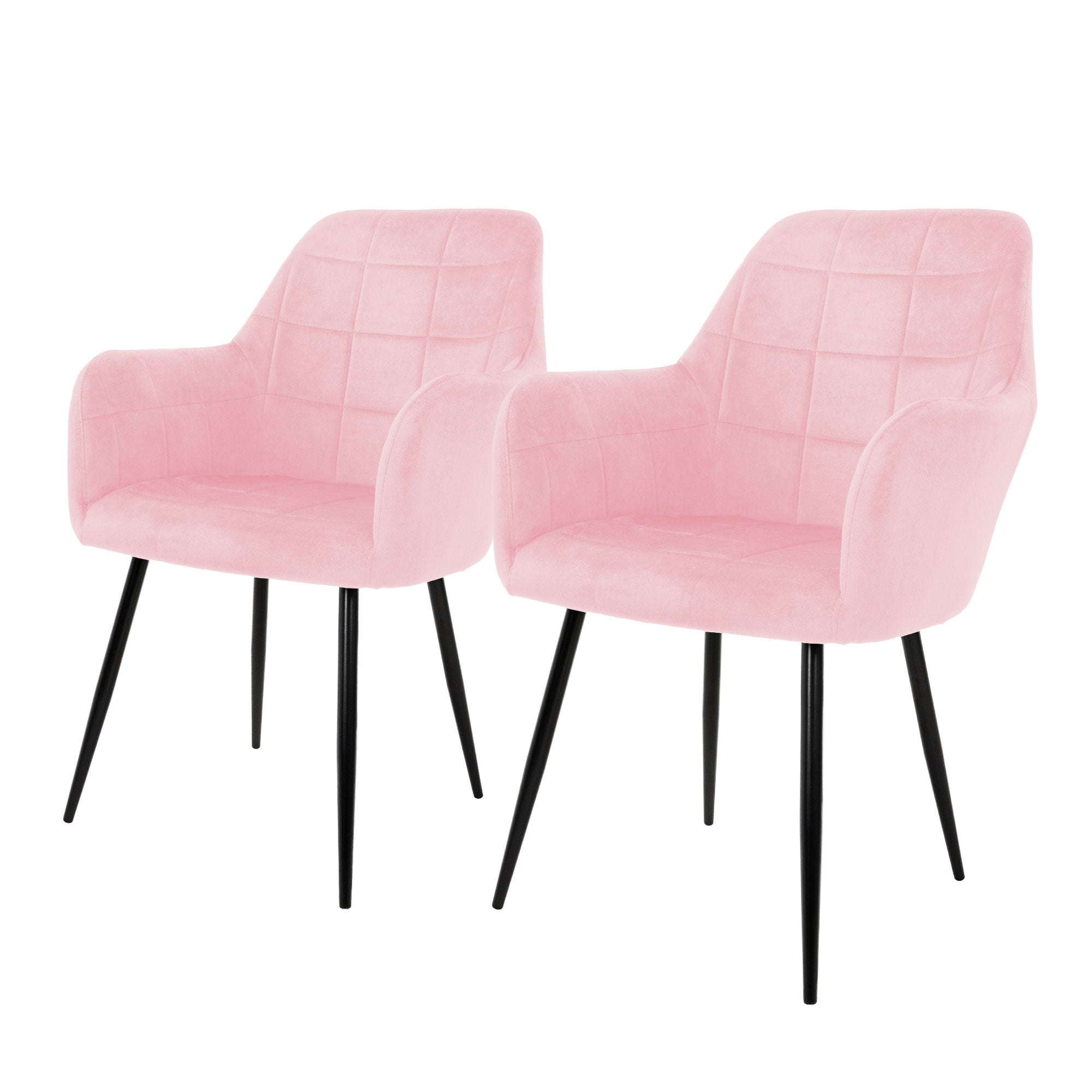 ECD Germany Meuble chaise rose lot de 2 microfibre accoudoirs