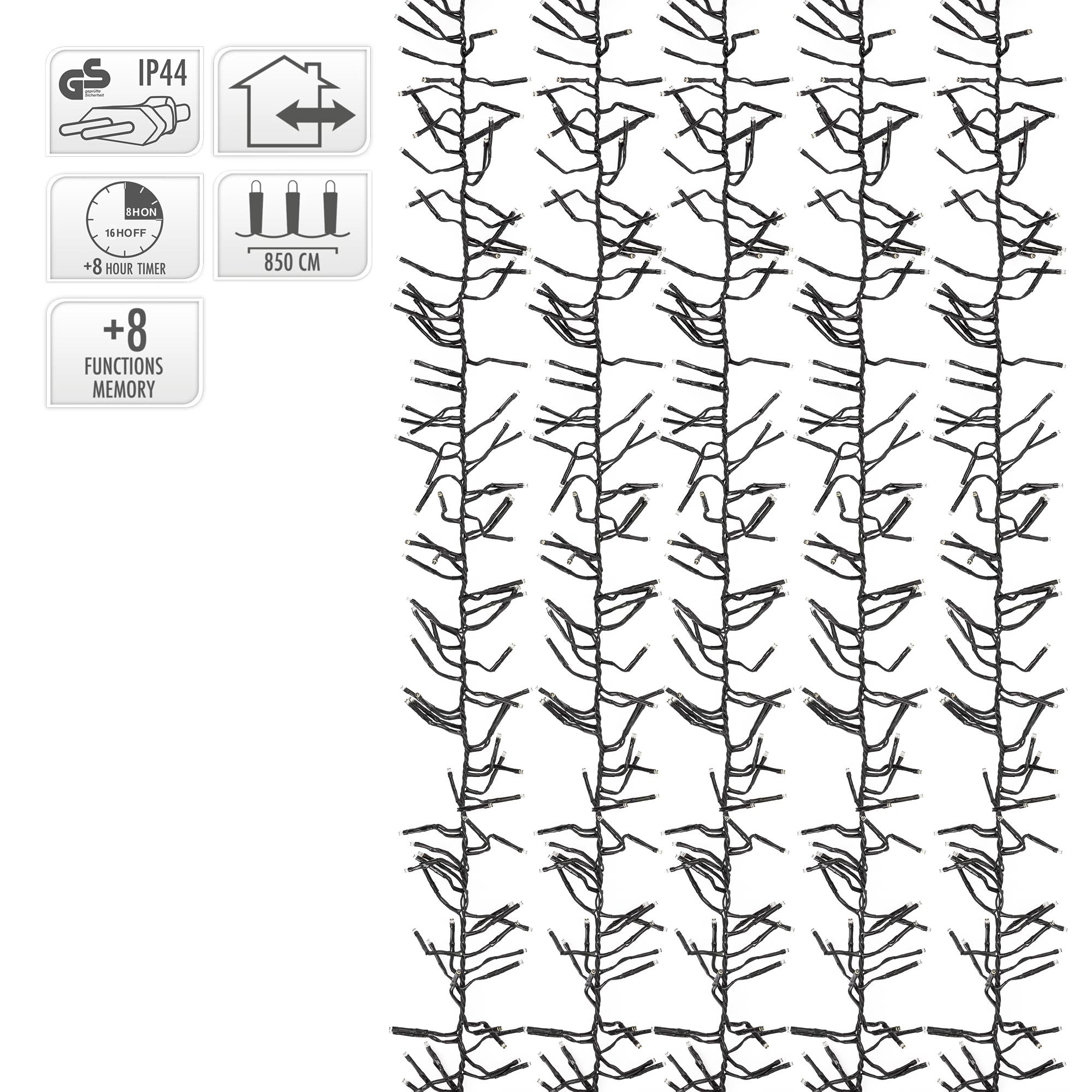 ECD Germany Cluster guirlande LED 8,5 m 1152 blanc chaud