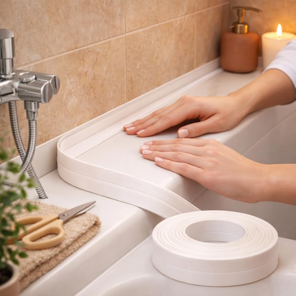 GEKO Bande d'étanchéité blanche 22 mm x 2,4 m baignoire