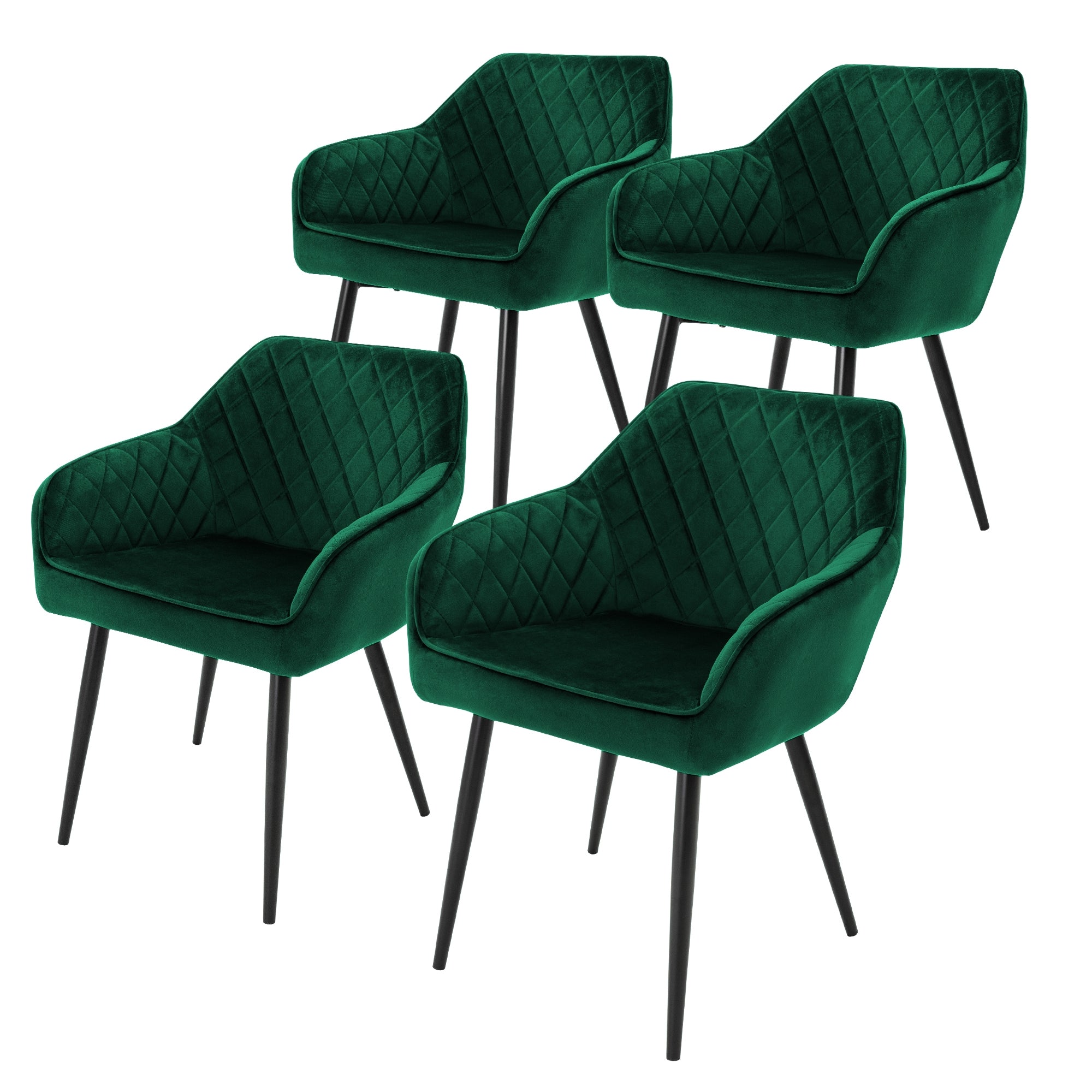 ECD Germany ML-Design chaise salle à manger velours vert lot 4