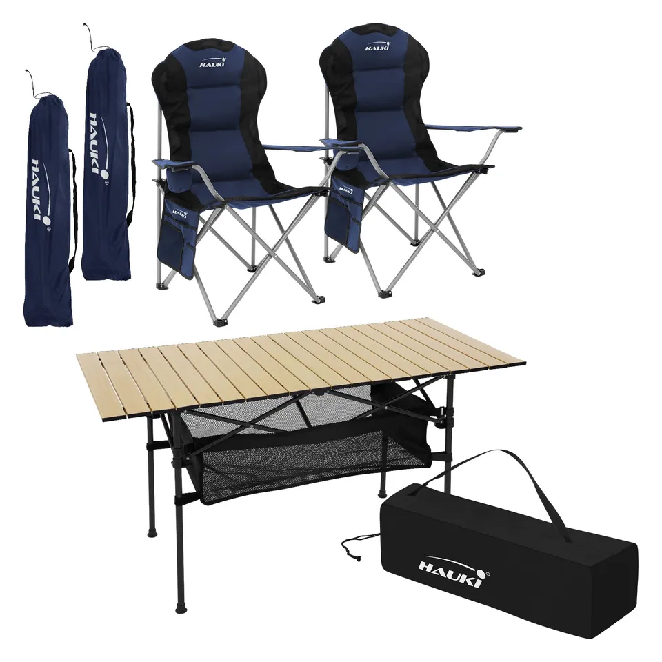 ECD Germany Sport Freizeit Hauki ensemble camping beige bleu 3 pièces