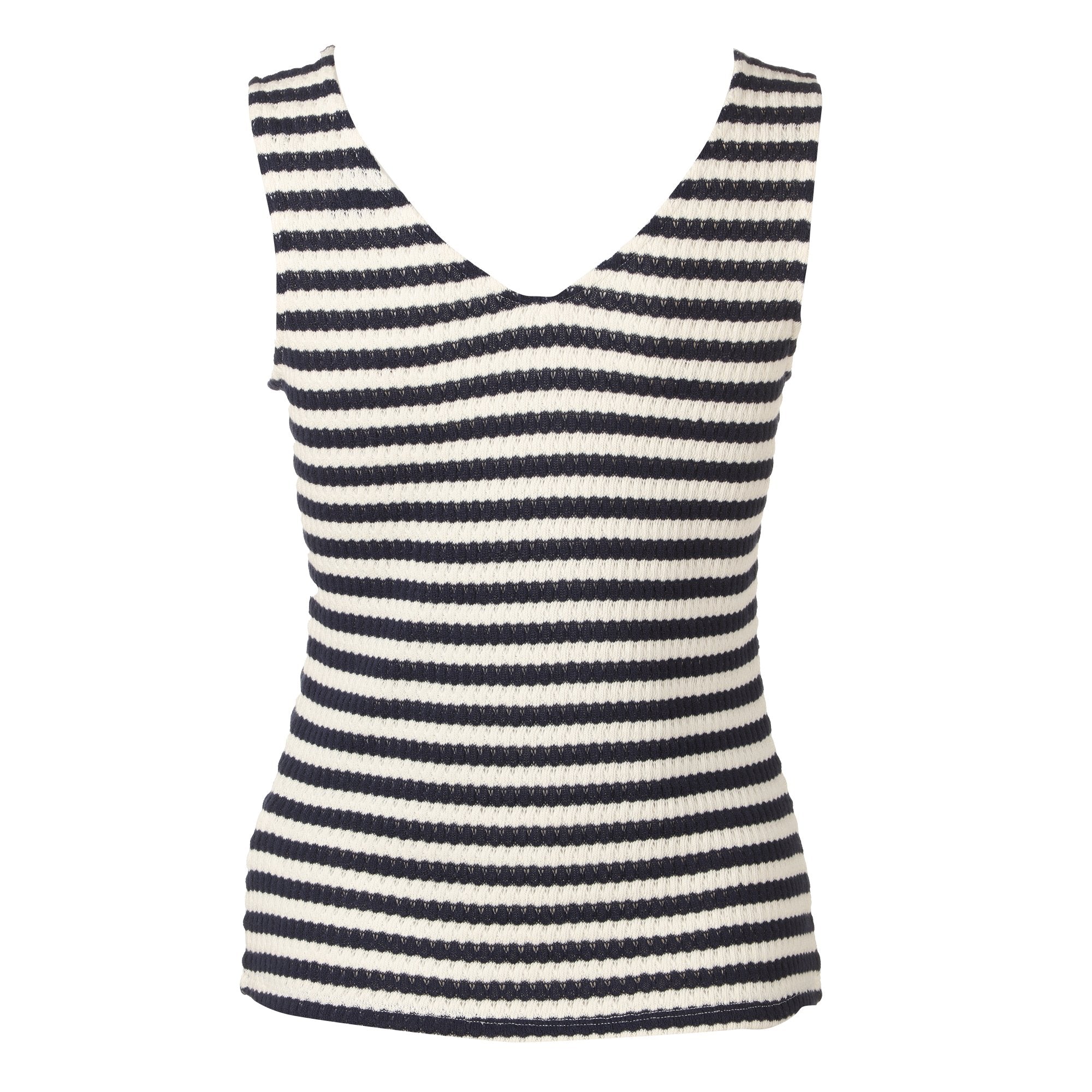 Stokomani Mode Débardeur crochet rayé bleu foncé L femme