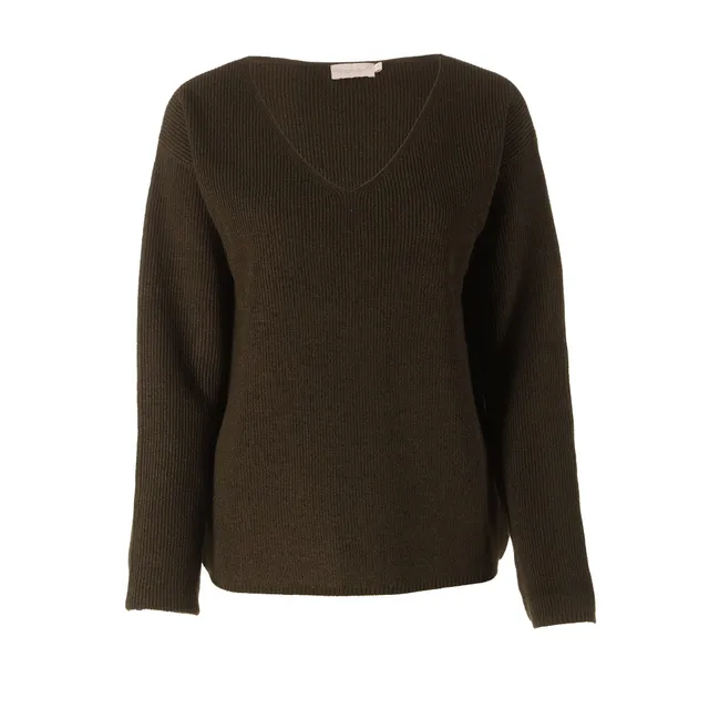 Stokomani Pull Col V Kaki Mode Femme XS à XL